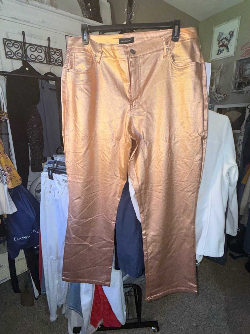 Ashley Stewart Metallic Copper Ankle Jeans